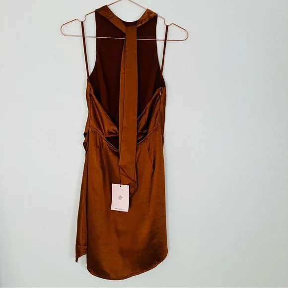 New Hello Molly bronze mini halter dress open back - Picture 11 of 11